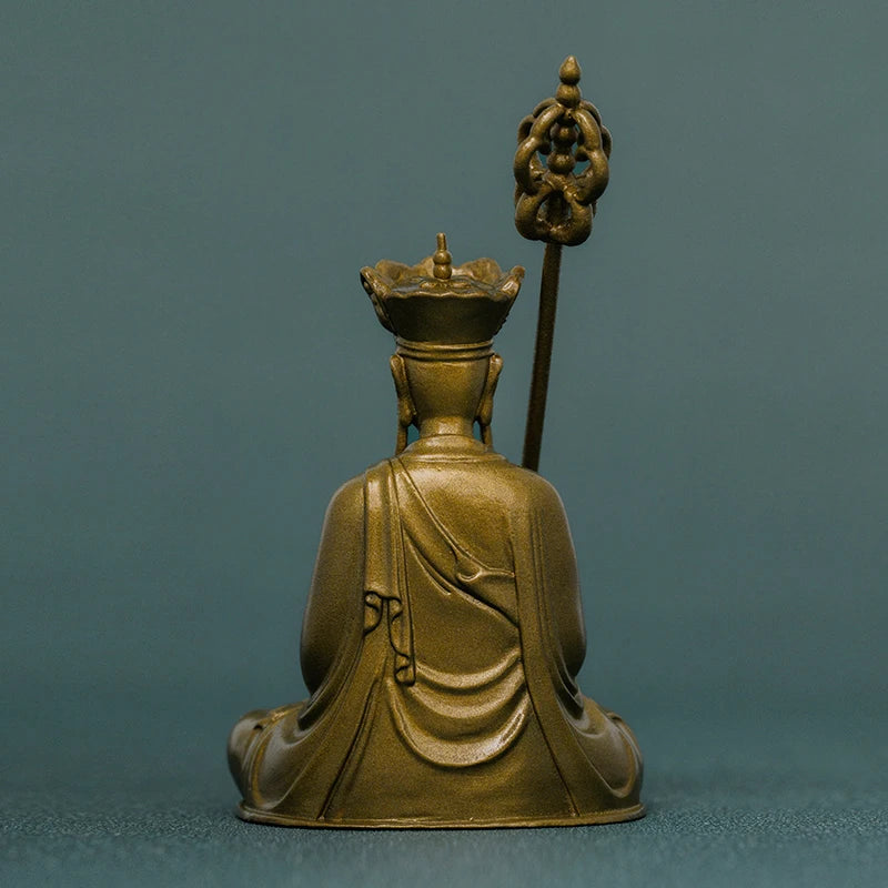 SIMPLE PRACTICE Large Kṣitigarbha Bodhisattva Statue, Brass Home Altar Decor