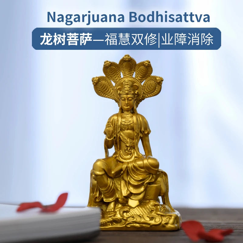 SIMPLE PRACTICE Golden Nagarjuna Bodhisattva Statue - Buddhist Feng Shui & Altar Decor