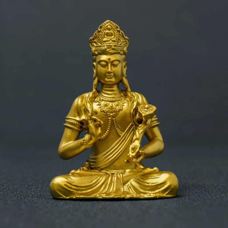 SIMPLE PRACTICE Golden Samantabhadra Bodhisattva Statue, Wealth Feng Shui Buddha Decor