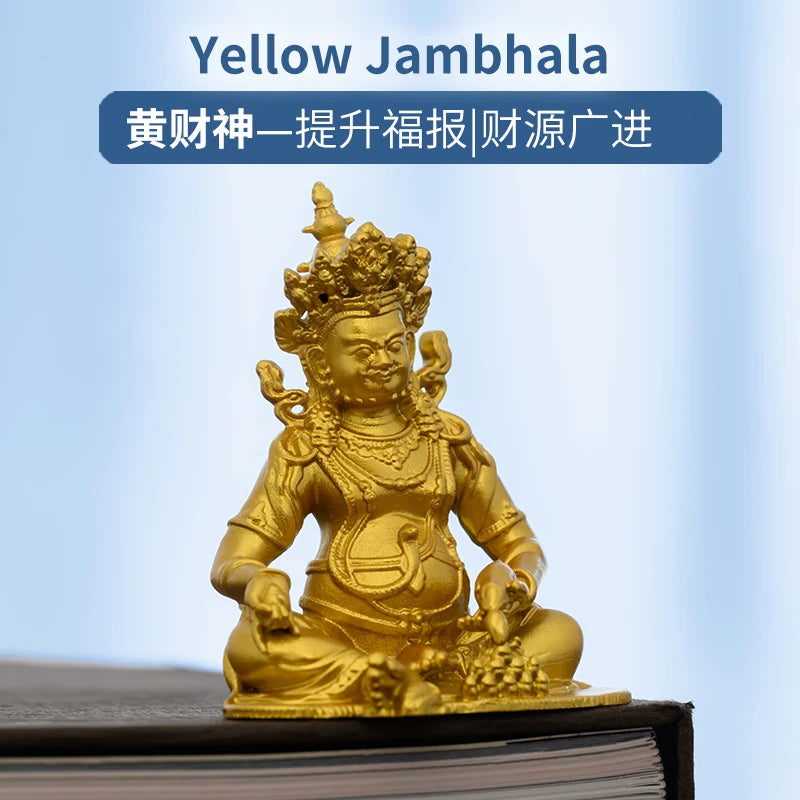 SIMPLE PRACTICE Golden Jambhala Statue - Feng Shui Tibetan Wealth God, Fortune Buddha for Home Decor