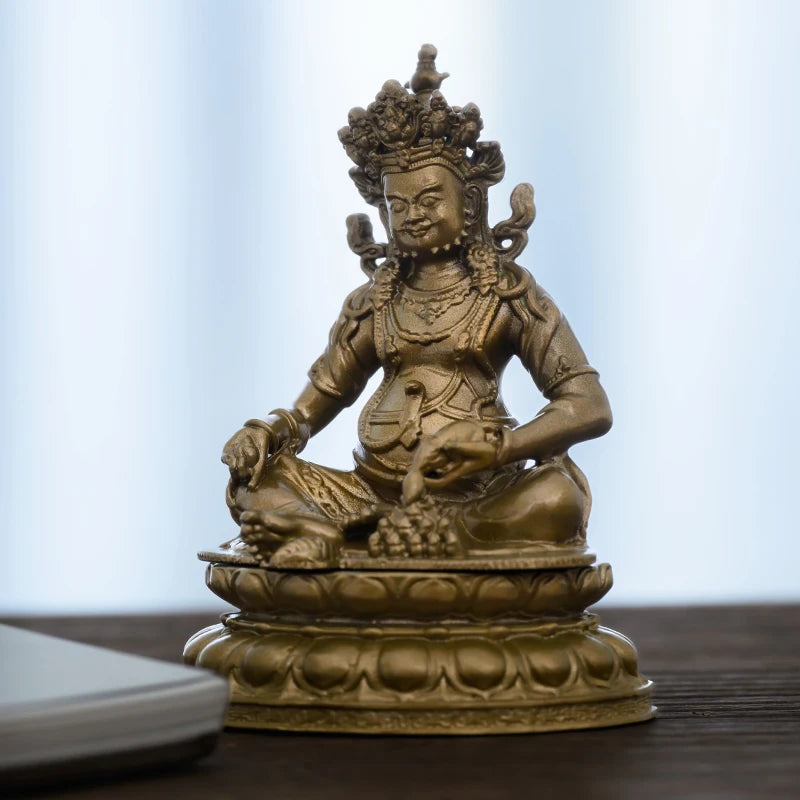 SIMPLE PRACTICE Golden Jambhala Statue - Feng Shui Tibetan Wealth God, Fortune Buddha for Home Decor