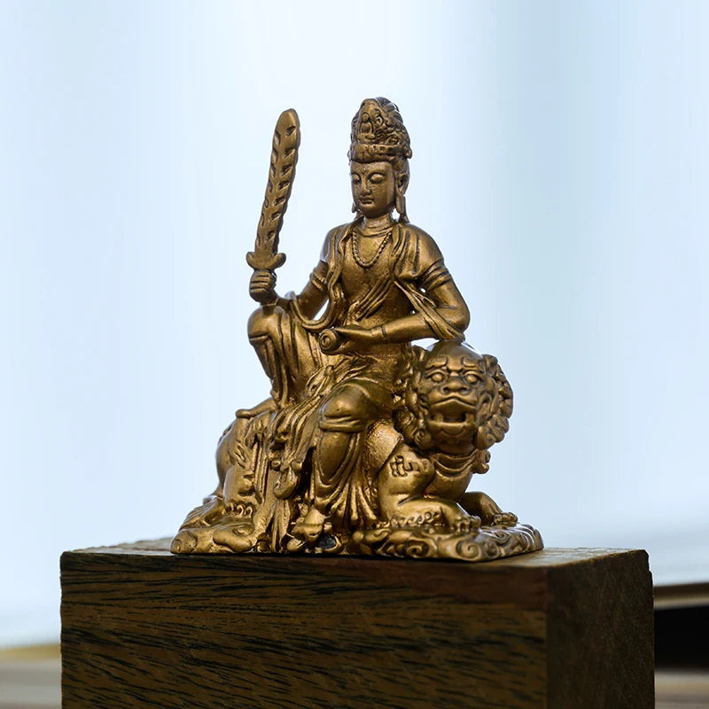 SIMPLE PRACTICE Manjushri on Lion Statue - Wisdom & Meditation