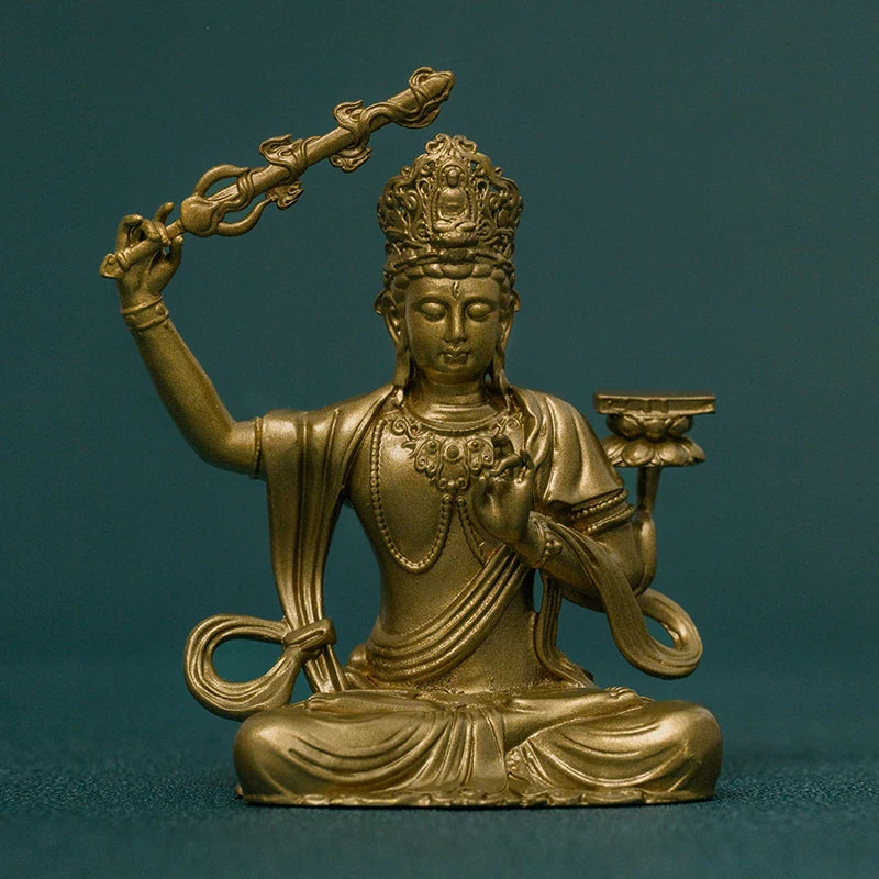 SIMPLE PRACTICE Manjushri Bodhisattva Statue - Brass - Meditation, Study & Altar Decor