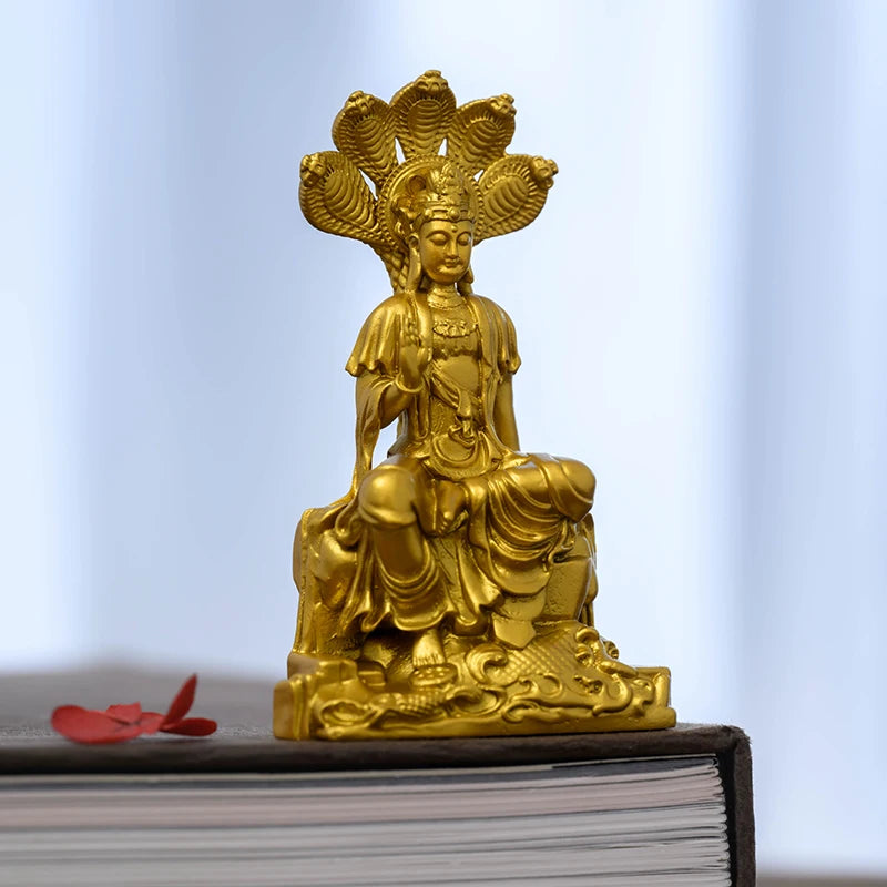 SIMPLE PRACTICE Golden Nagarjuna Bodhisattva Statue - Buddhist Feng Shui & Altar Decor