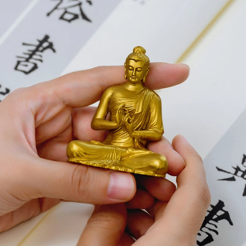 SIMPLE PRACTICE Golden Shakyamuni Buddha Statue Feng Shui Blessing Decor for Home & Office