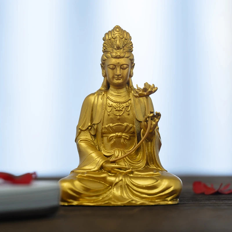 SIMPLE PRACTICE Golden Mahāsthāmaprāpta Bodhisattva Statue – Home & Buddhist Decor