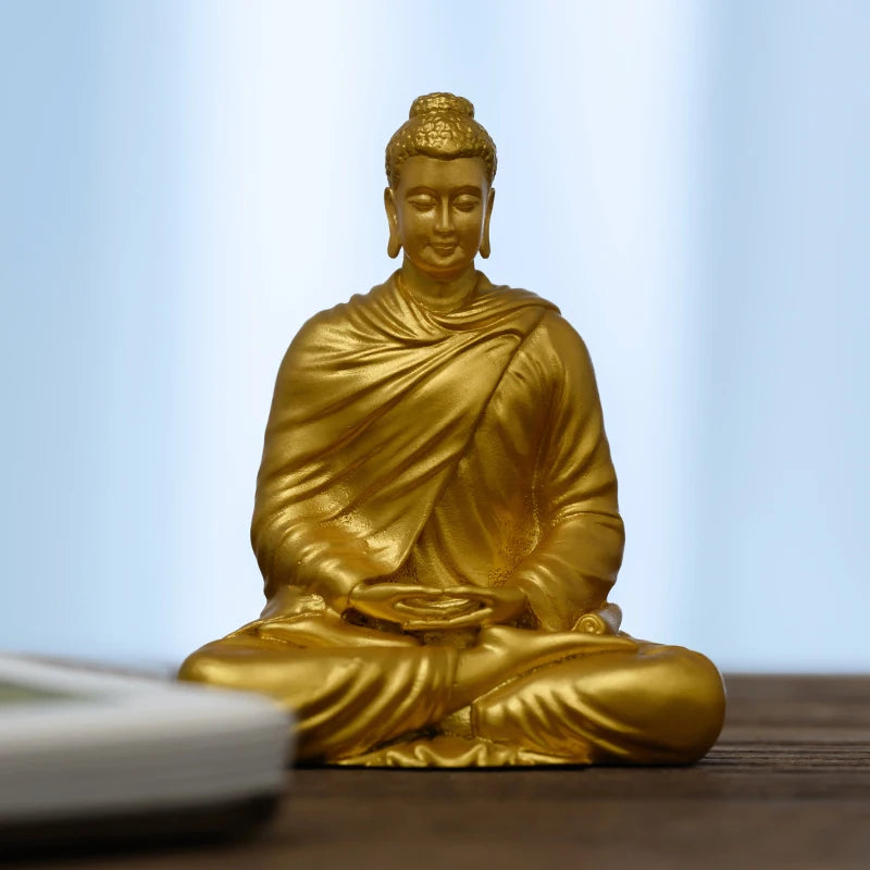 SIMPLE PRACTICE Golden Shakyamuni Buddha Statue Feng Shui Wealth & Meditation Decor Spiritual Blessing Gift