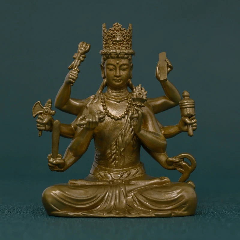 SIMPLE PRACTICE Handmade Brass Wish-Granting Bodhisattva Statue – Mini Zen Meditation & Home Decor Figurine