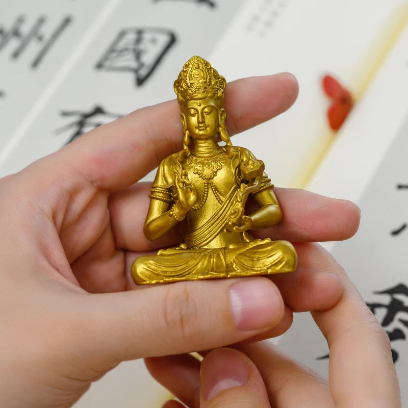 SIMPLE PRACTICE Golden Samantabhadra Bodhisattva Statue, Wealth Feng Shui Buddha Decor