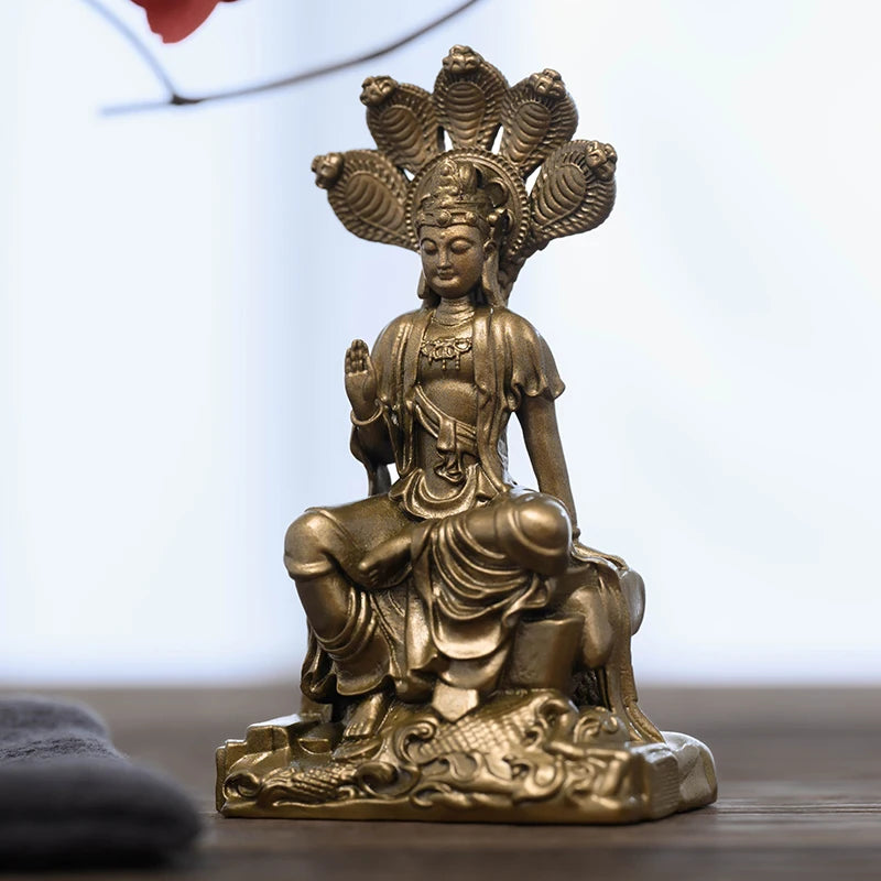 SIMPLE PRACTICE Nagarjuna Bodhisattva Brass Statue - Meditation Decor & Buddhist Altar Figurine