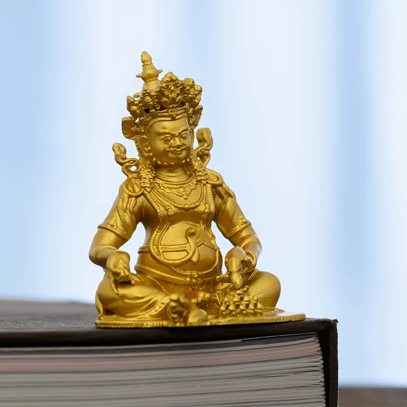 SIMPLE PRACTICE Golden Jambhala Statue - Feng Shui Tibetan Wealth God, Fortune Buddha for Home Decor