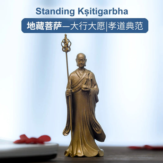 SIMPLE PRACTICE Dizang Bodhisattva Standing Statue for Home & Spiritual Decor