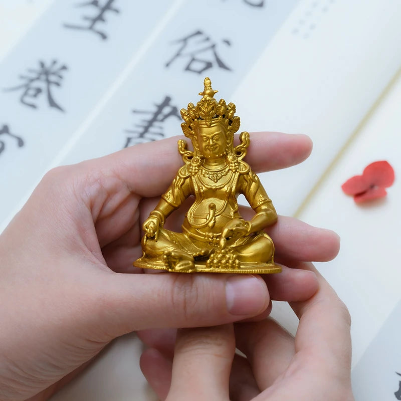 SIMPLE PRACTICE Golden Jambhala Statue - Feng Shui Tibetan Wealth God, Fortune Buddha for Home Decor