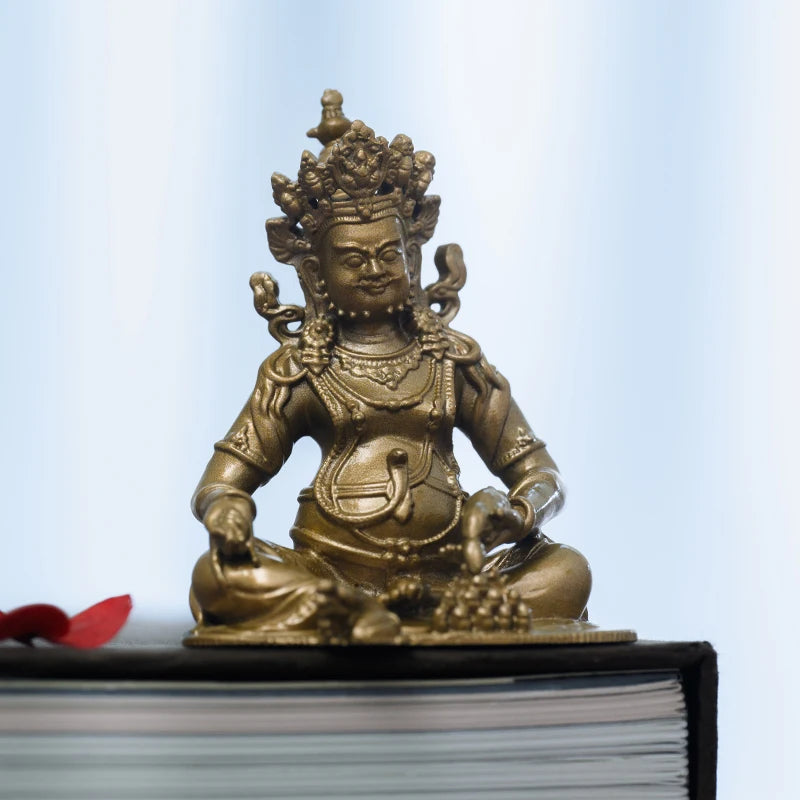 SIMPLE PRACTICE Golden Jambhala Statue - Feng Shui Tibetan Wealth God, Fortune Buddha for Home Decor