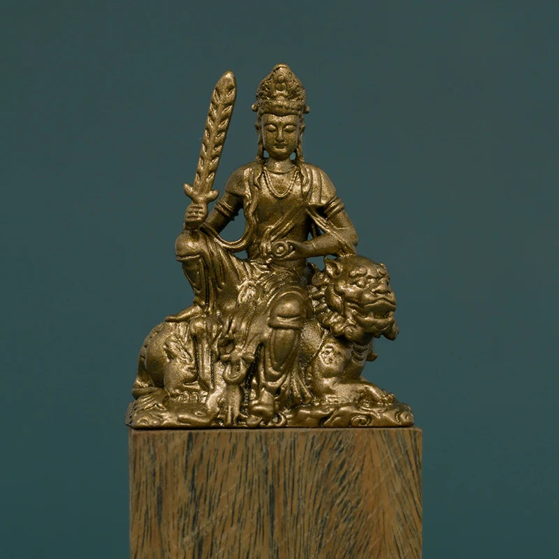 SIMPLE PRACTICE Manjushri on Lion Statue - Wisdom & Meditation