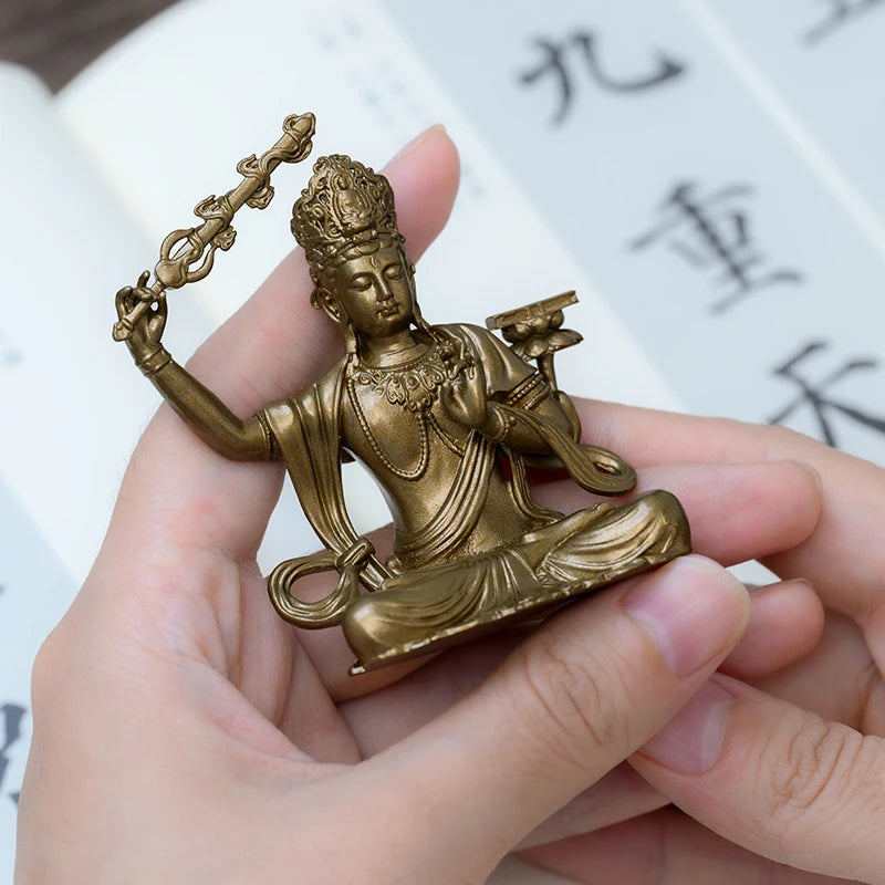 SIMPLE PRACTICE Manjushri Bodhisattva Statue - Brass - Meditation, Study & Altar Decor