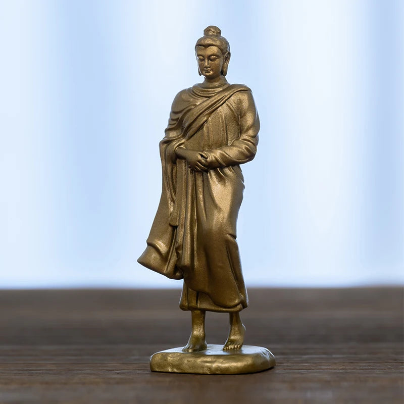 SIMPLE PRACTICE Shakyamuni Buddha Statue Mini Antique Brass Meditation Decor for Spiritual Awakening