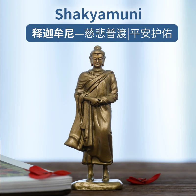 SIMPLE PRACTICE Shakyamuni Buddha Statue Mini Antique Brass Meditation Decor for Spiritual Awakening