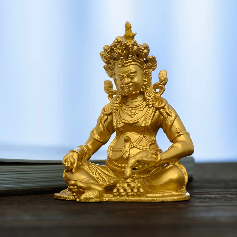 SIMPLE PRACTICE Golden Jambhala Statue - Feng Shui Tibetan Wealth God, Fortune Buddha for Home Decor