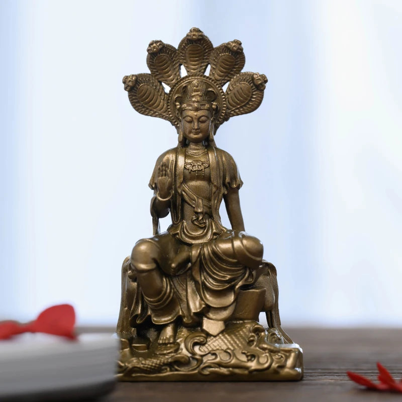 SIMPLE PRACTICE Nagarjuna Bodhisattva Brass Statue - Meditation Decor & Buddhist Altar Figurine