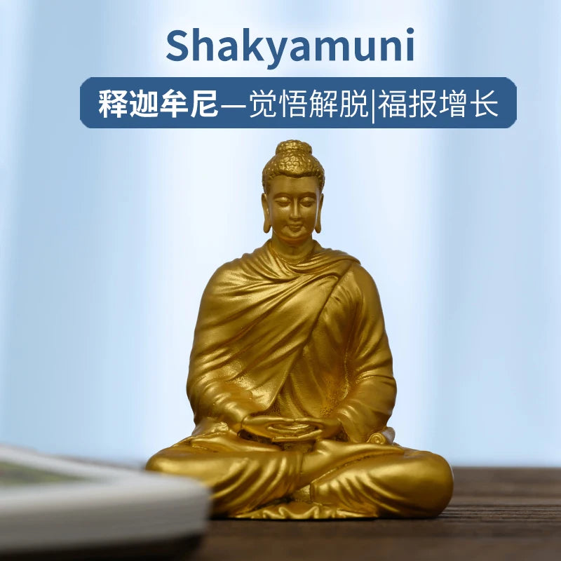 SIMPLE PRACTICE Golden Shakyamuni Buddha Statue Feng Shui Wealth & Meditation Decor Spiritual Blessing Gift