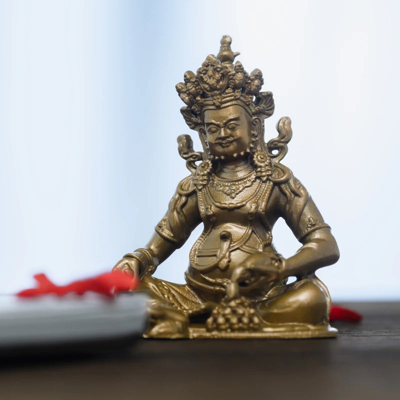 SIMPLE PRACTICE Golden Jambhala Statue - Feng Shui Tibetan Wealth God, Fortune Buddha for Home Decor