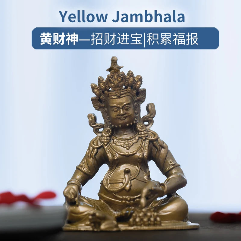 SIMPLE PRACTICE Golden Jambhala Statue - Feng Shui Tibetan Wealth God, Fortune Buddha for Home Decor