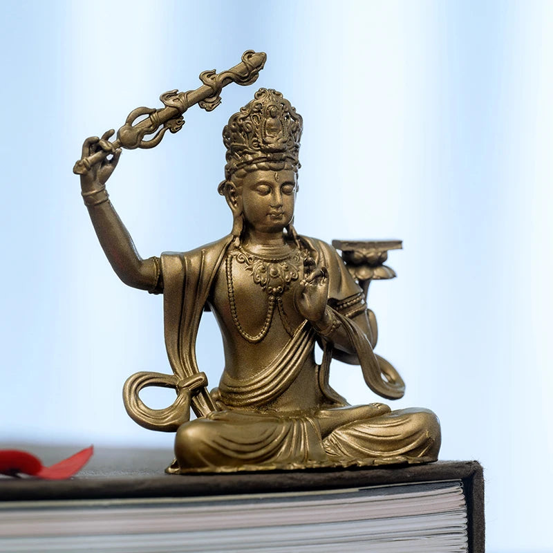 SIMPLE PRACTICE Manjushri Bodhisattva Statue - Brass - Meditation, Study & Altar Decor