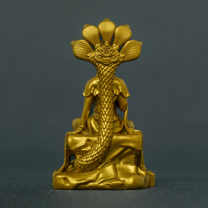 SIMPLE PRACTICE Golden Nagarjuna Bodhisattva Statue - Buddhist Feng Shui & Altar Decor