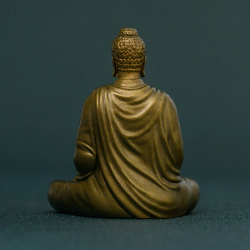 SIMPLE PRACTICE Shakyamuni Buddha Statue Antique Brass Meditation Decor Buddhist Spiritual Gift for Home & Altar