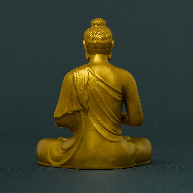 SIMPLE PRACTICE Golden Shakyamuni Buddha Statue Feng Shui Blessing Decor for Home & Office