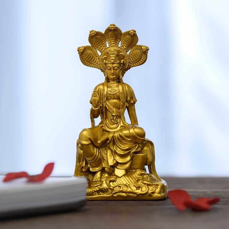 SIMPLE PRACTICE Golden Nagarjuna Bodhisattva Statue - Buddhist Feng Shui & Altar Decor