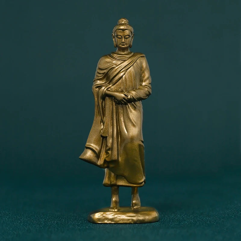 SIMPLE PRACTICE Shakyamuni Buddha Statue Mini Antique Brass Meditation Decor for Spiritual Awakening