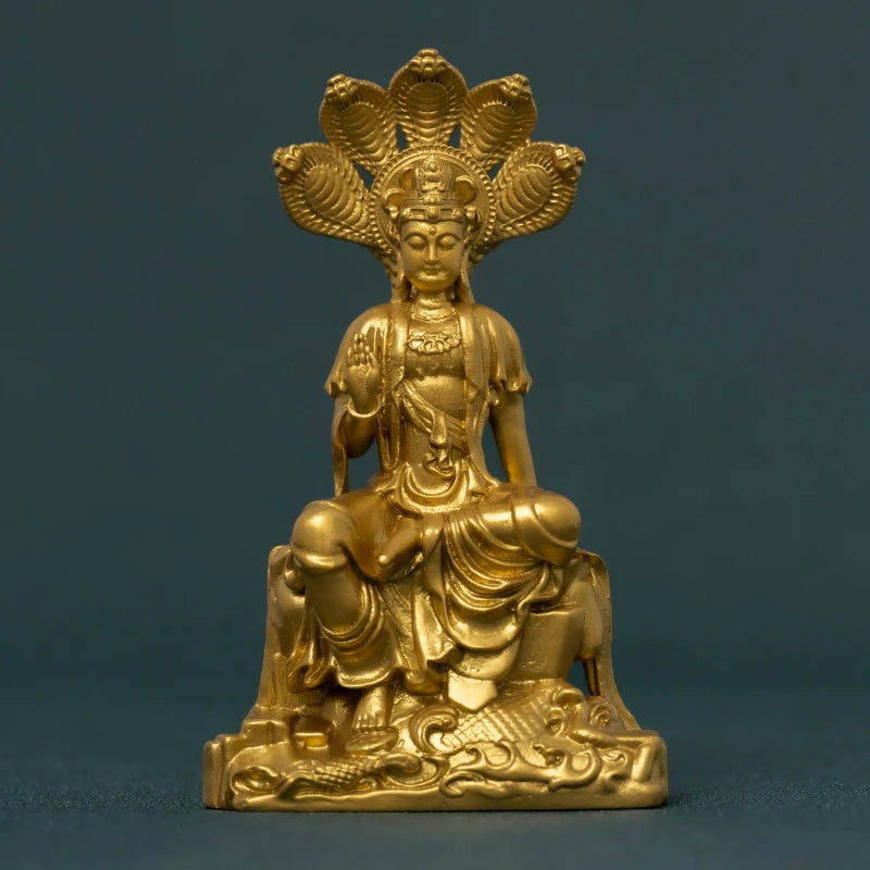 SIMPLE PRACTICE Golden Nagarjuna Bodhisattva Statue - Buddhist Feng Shui & Altar Decor