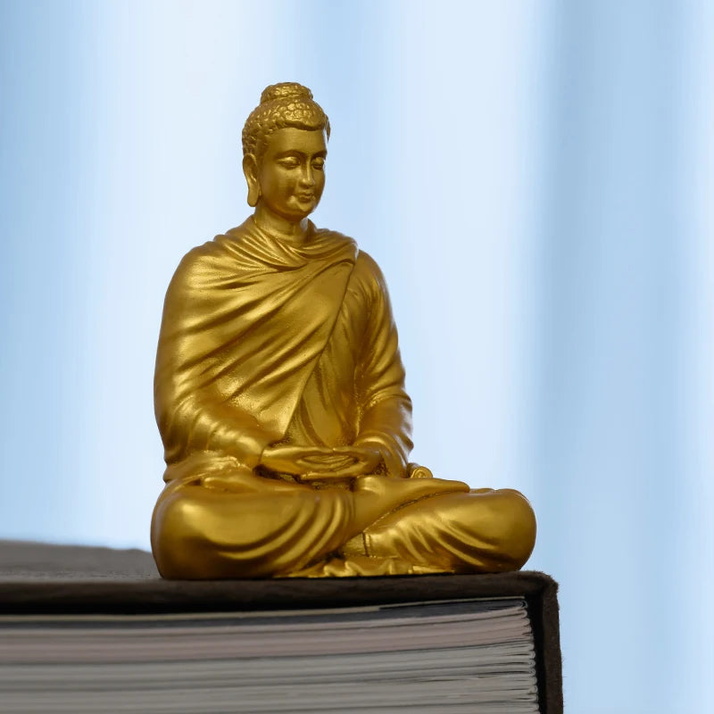 SIMPLE PRACTICE Golden Shakyamuni Buddha Statue Feng Shui Wealth & Meditation Decor Spiritual Blessing Gift