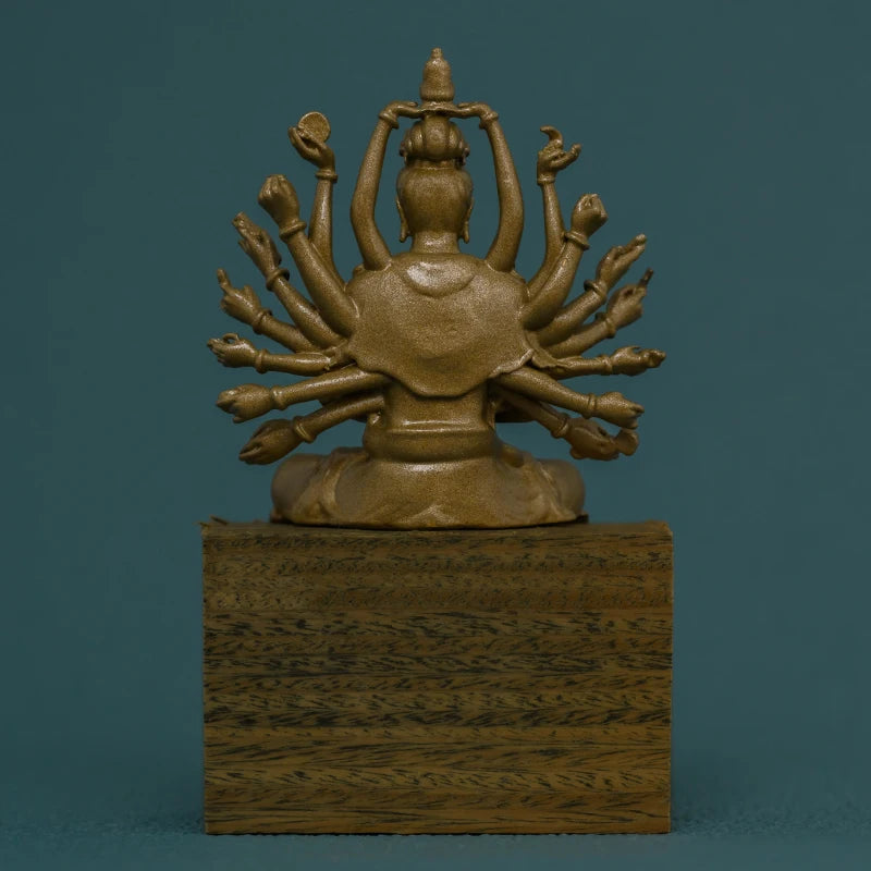 SIMPLE PRACTICE Mini Thousand-Hand Guanyin Statue - Small Brass Buddhist Amulet for Travel & Protection