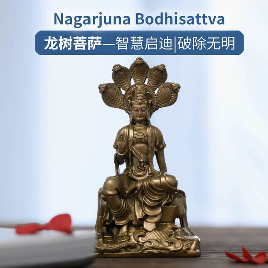 SIMPLE PRACTICE Nagarjuna Bodhisattva Brass Statue - Meditation Decor & Buddhist Altar Figurine