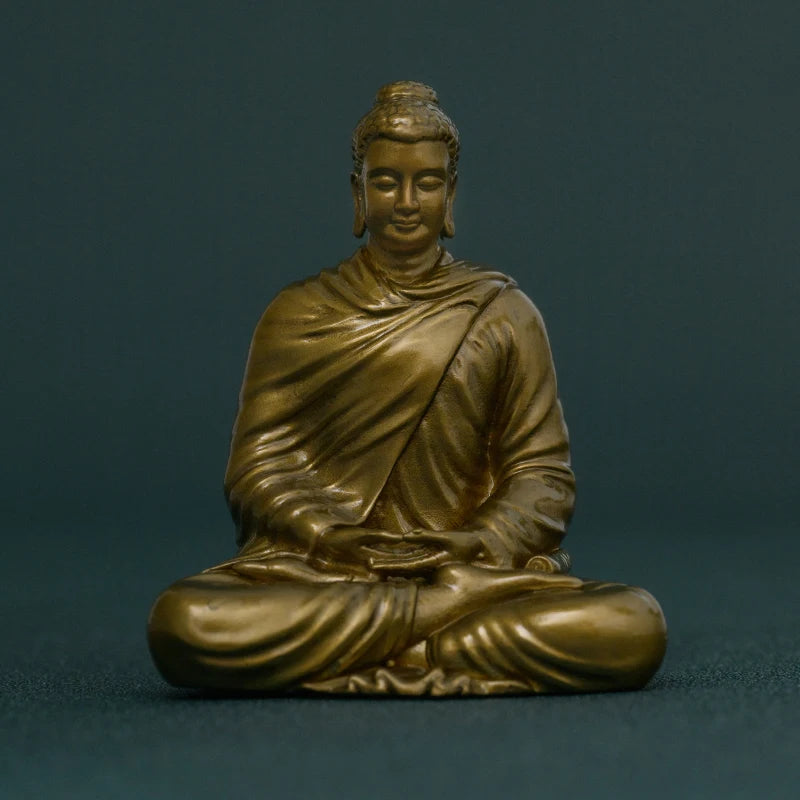 SIMPLE PRACTICE Shakyamuni Buddha Statue Antique Brass Meditation Decor Buddhist Spiritual Gift for Home & Altar