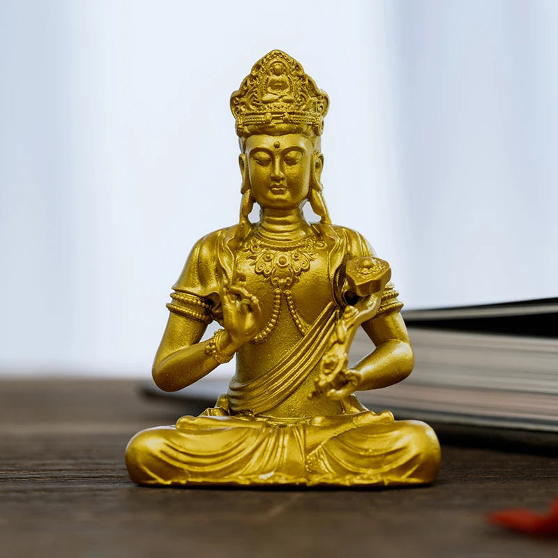 SIMPLE PRACTICE Golden Samantabhadra Bodhisattva Statue, Wealth Feng Shui Buddha Decor