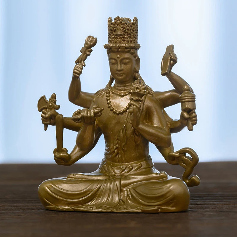 SIMPLE PRACTICE Handmade Brass Wish-Granting Bodhisattva Statue – Mini Zen Meditation & Home Decor Figurine