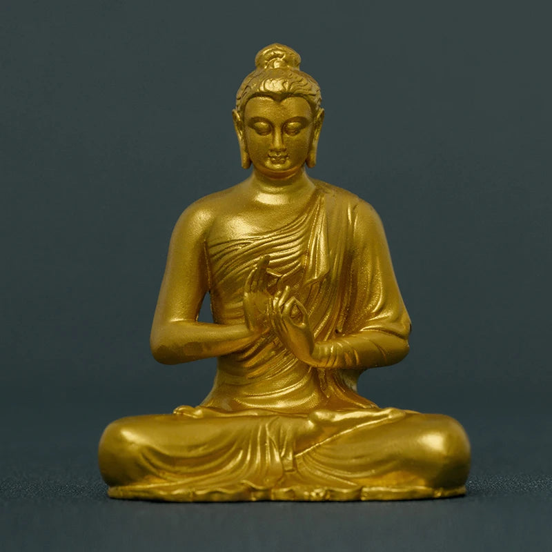 SIMPLE PRACTICE Golden Shakyamuni Buddha Statue Feng Shui Blessing Decor for Home & Office