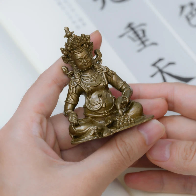 SIMPLE PRACTICE Golden Jambhala Statue - Feng Shui Tibetan Wealth God, Fortune Buddha for Home Decor