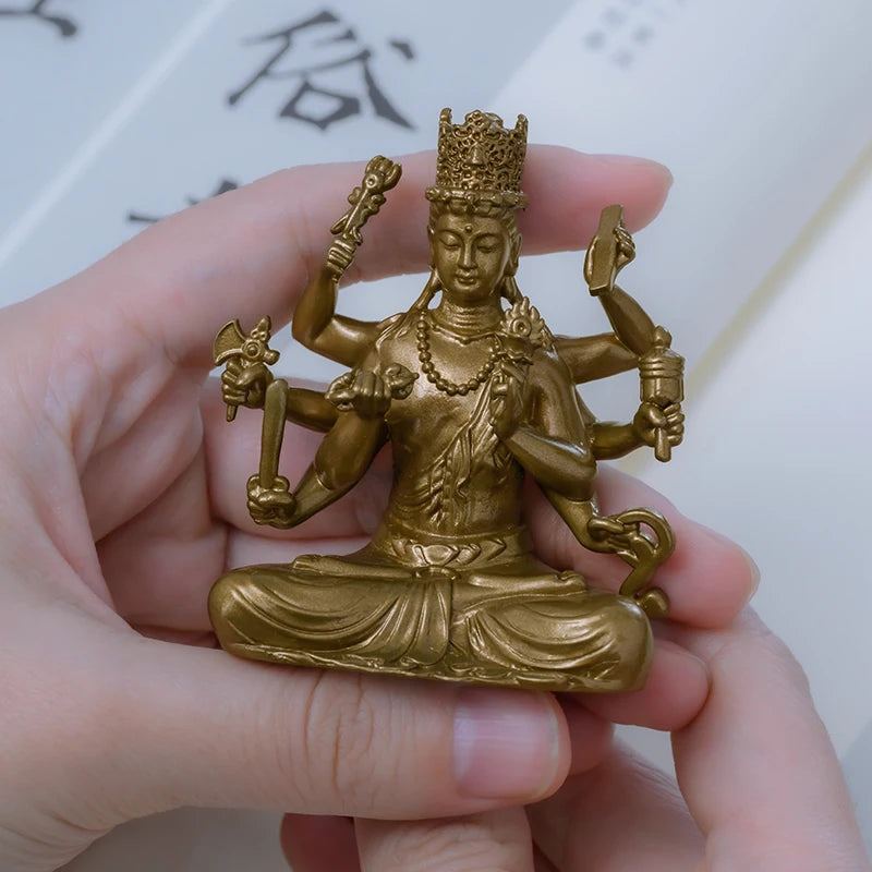 SIMPLE PRACTICE Handmade Brass Wish-Granting Bodhisattva Statue – Mini Zen Meditation & Home Decor Figurine