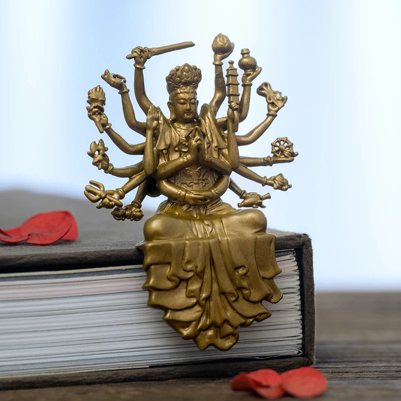 SIMPLE PRACTICE Mini Cundi Bodhisattva Statue, Portable Buddhist Figurine for Meditation and Travel