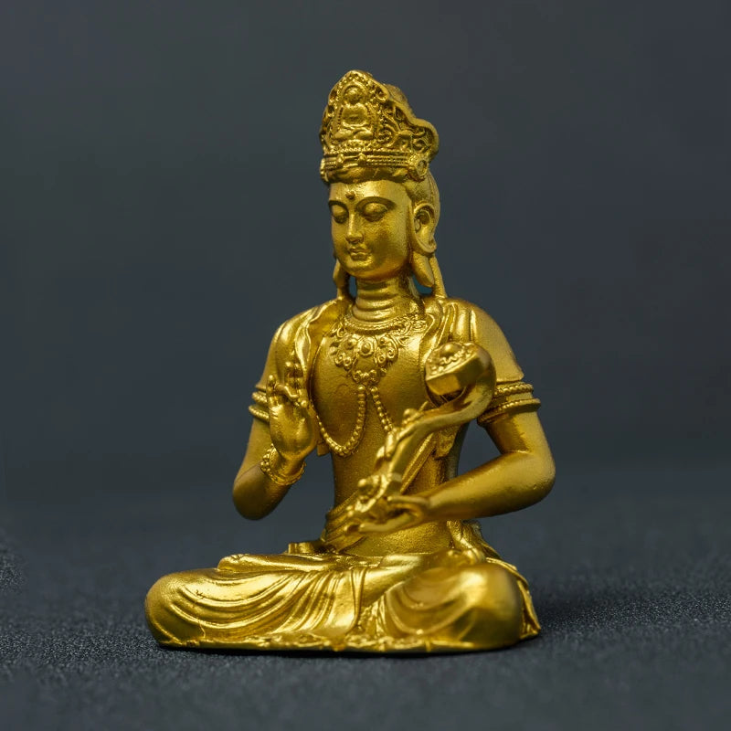 SIMPLE PRACTICE Golden Samantabhadra Bodhisattva Statue, Wealth Feng Shui Buddha Decor