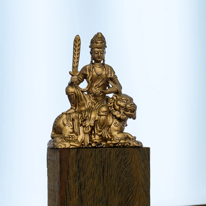 SIMPLE PRACTICE Manjushri on Lion Statue - Wisdom & Meditation