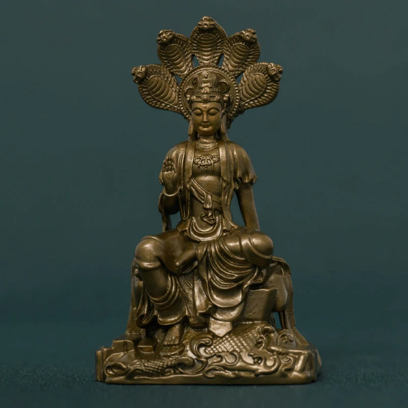 SIMPLE PRACTICE Nagarjuna Bodhisattva Brass Statue - Meditation Decor & Buddhist Altar Figurine